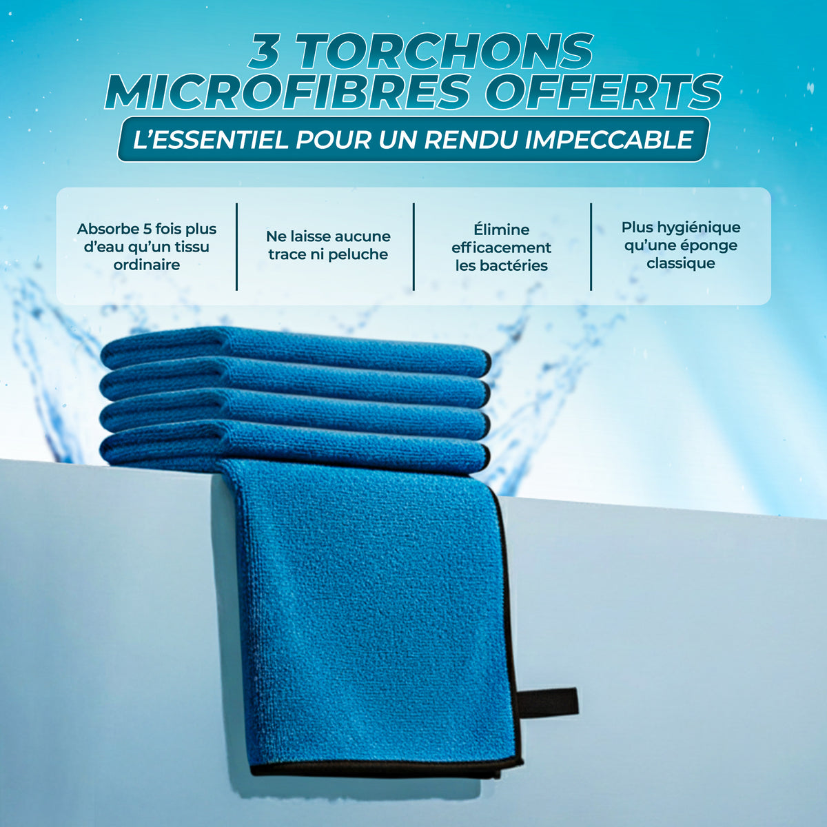 brosse électrique + 3 torchons microfibres XL offerts